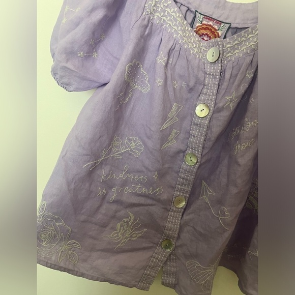 Johnny Was Sovanna Wander top linen lilac - Picture 10 of 13